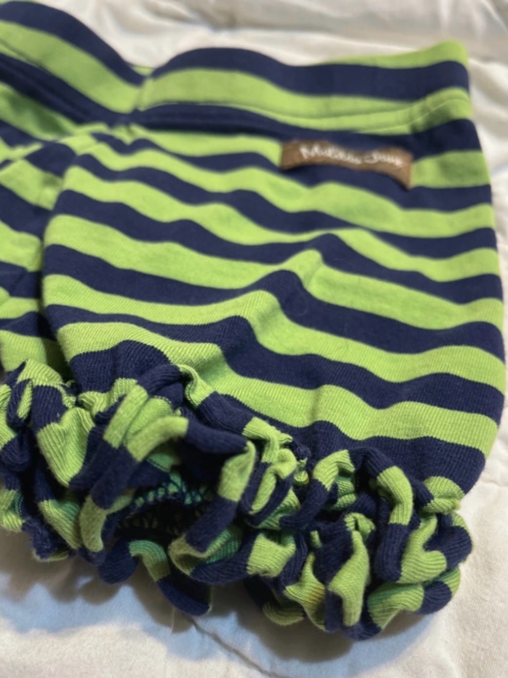 Matilda Jane Navy and Green Stripe Ruffle Diaper Cover - Picture 3 of 5
